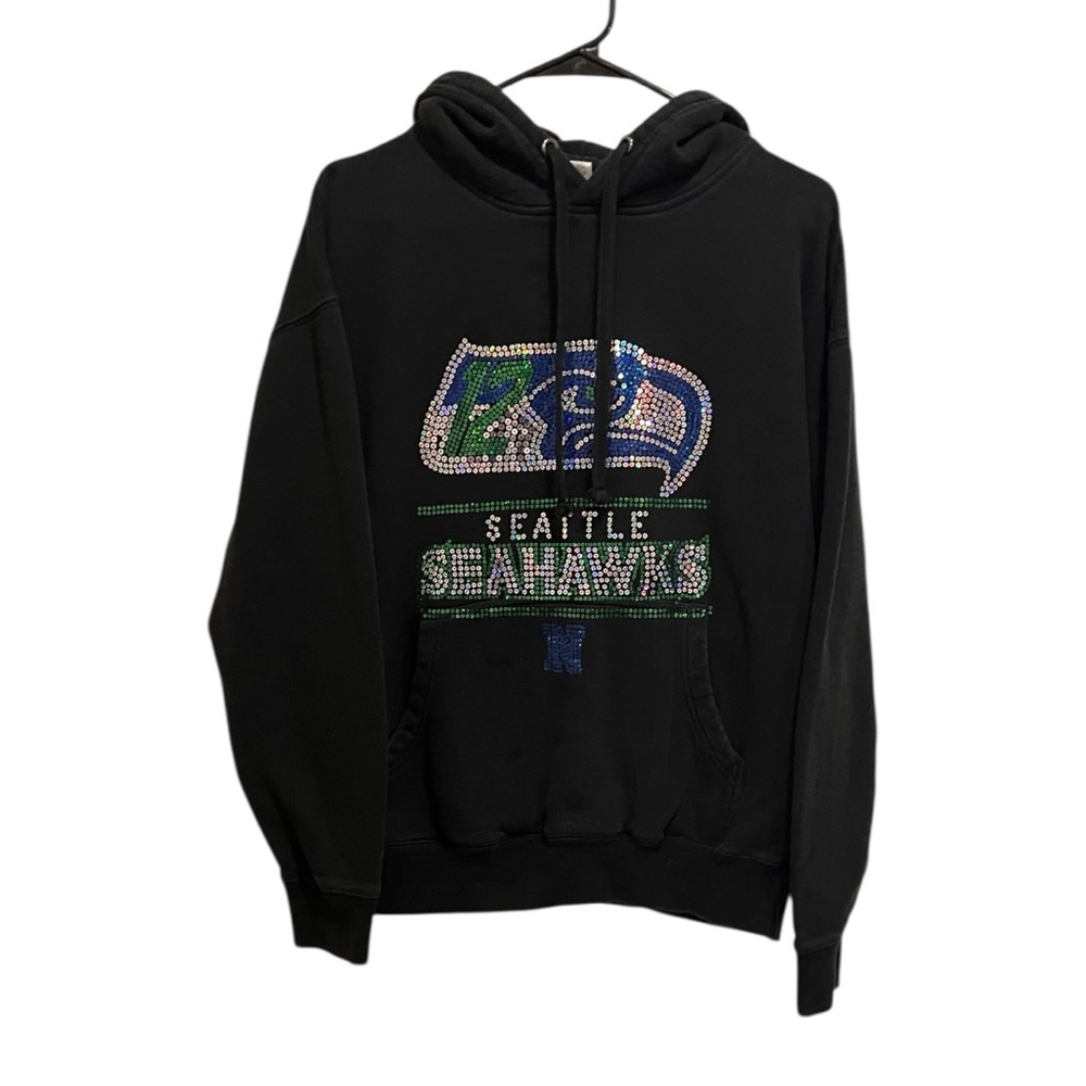 Seattle Seahawks Black Rhinestone Pullover Hoodie